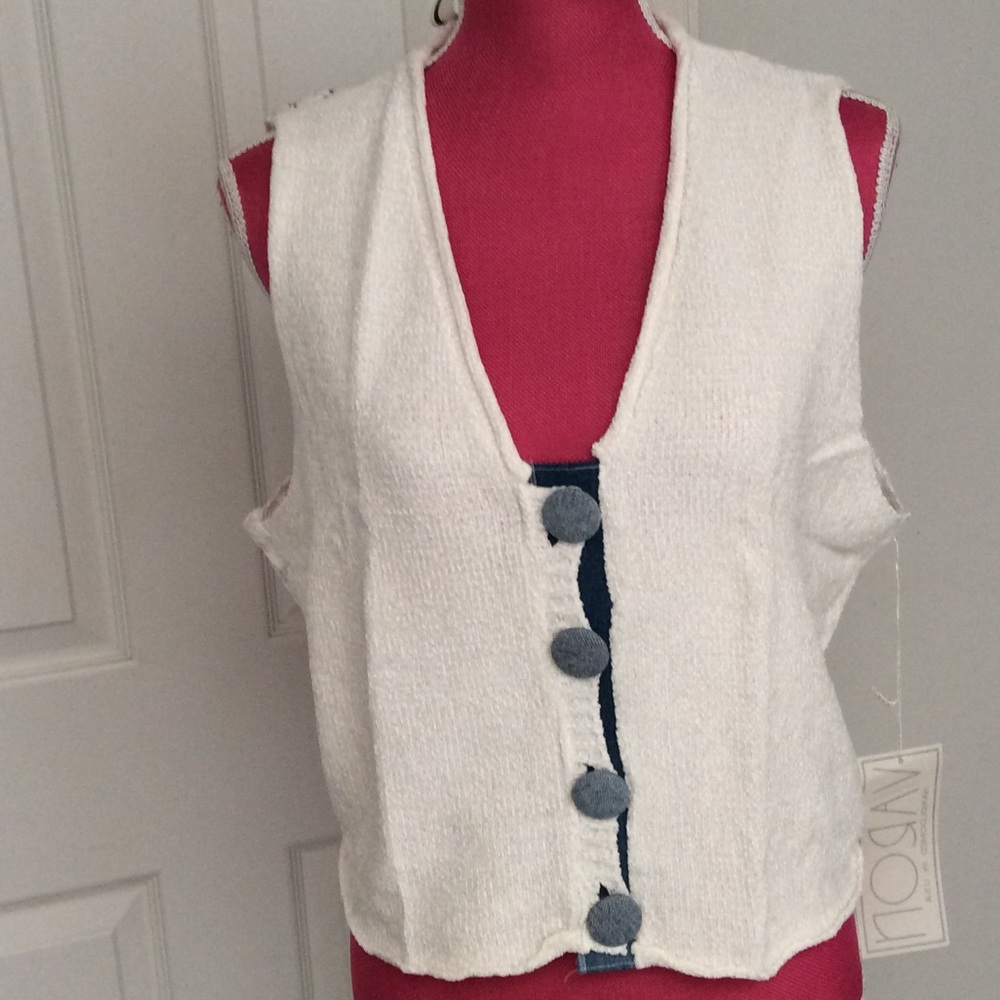 Varon hand loomed chenille and  lace back vest